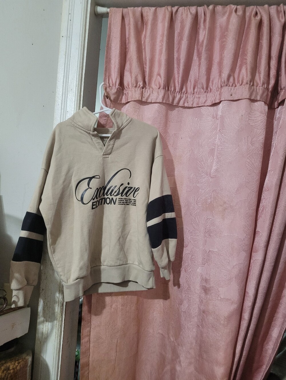 Exclusive Edition Beige Kids Hoodie with Black Sleeve Stripes